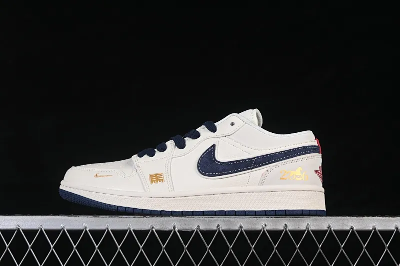 All categories Air Jordan Jordan series basketball shoes Air Jordan 1 Low High-end customized low-top sneakers Air Jordan 1 Low AJ1 Joe 1 meter white navy high-end customized low-top retro basketball shoes JP2026-121